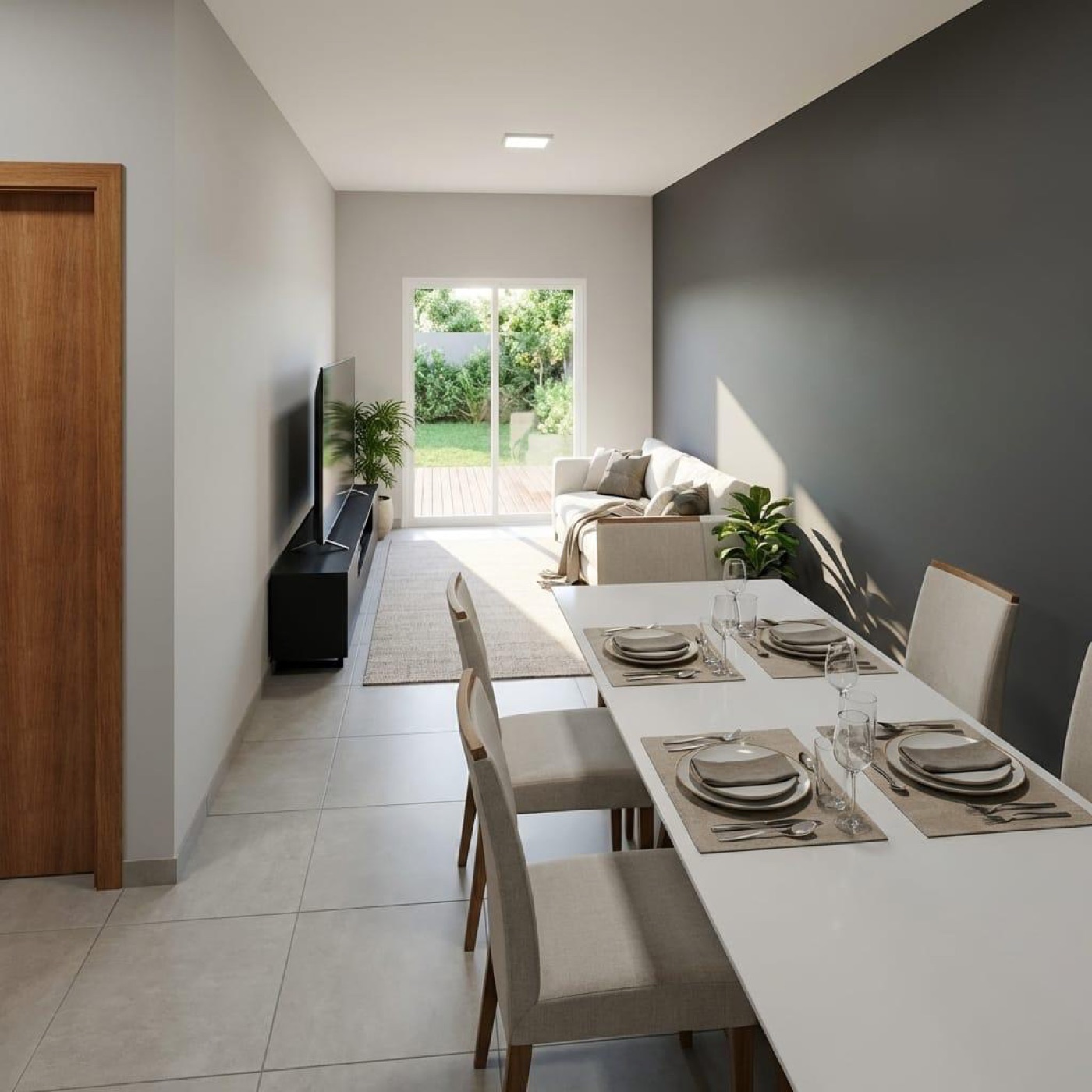 Sala de casa na planta